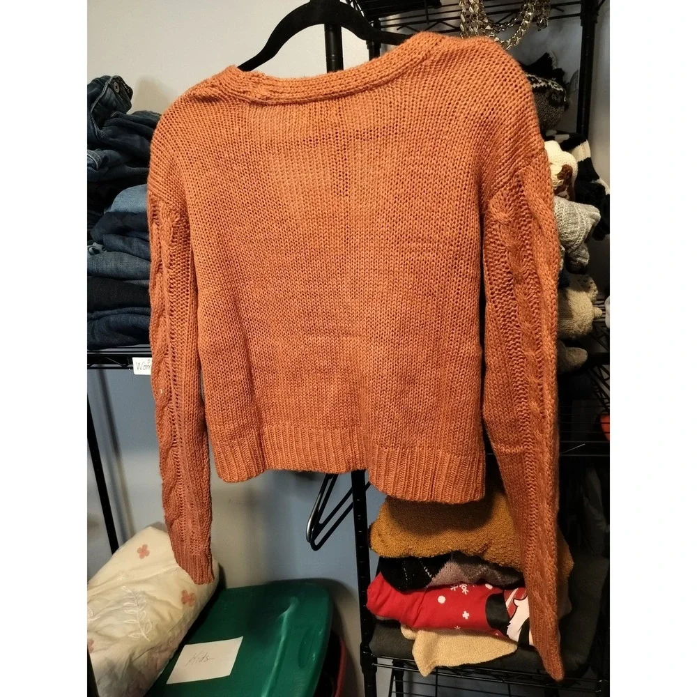 Sunset and‎ Sixth Orange Cable Knit Sweater Skirt Set Size Medium